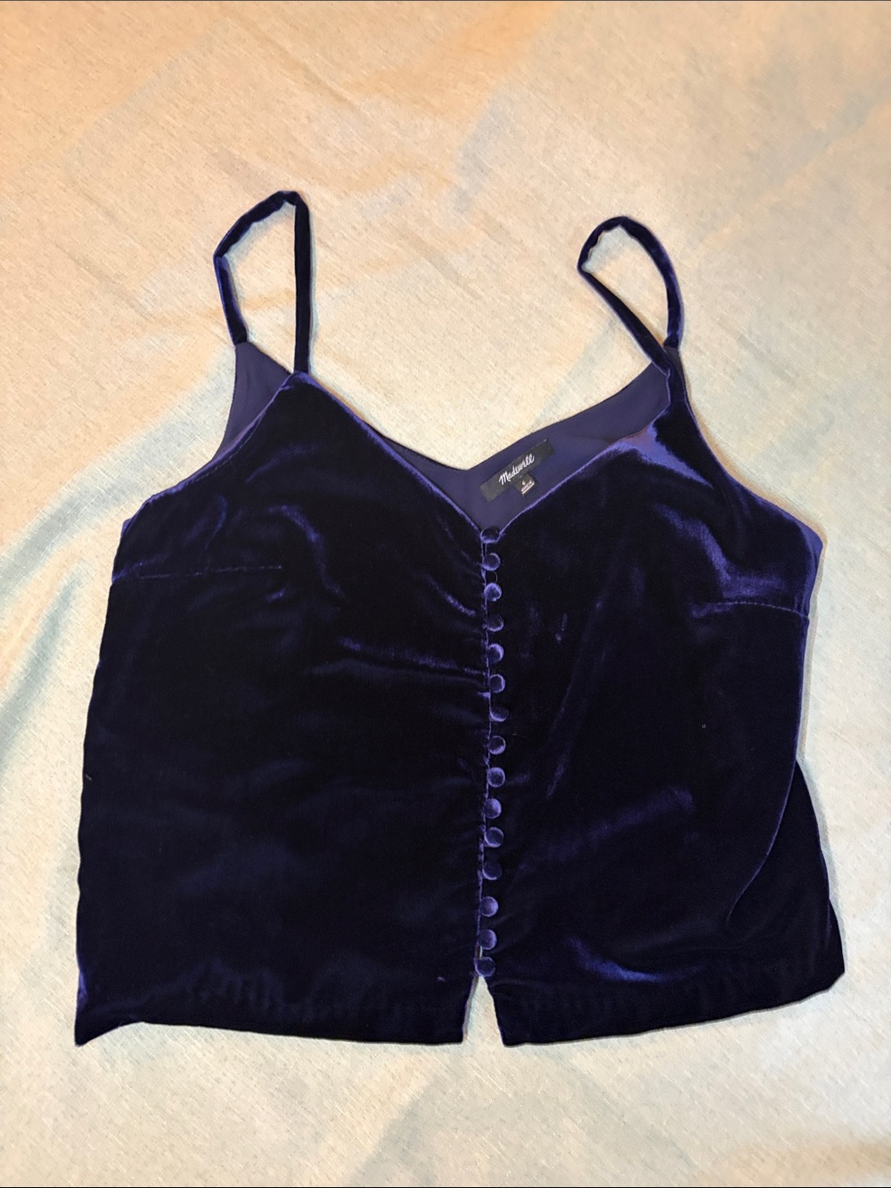 Madewell Velvet Button-Front Camisole - Deep Navy